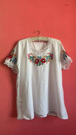 Vintage 1970s White Embroidered Folk Blouse