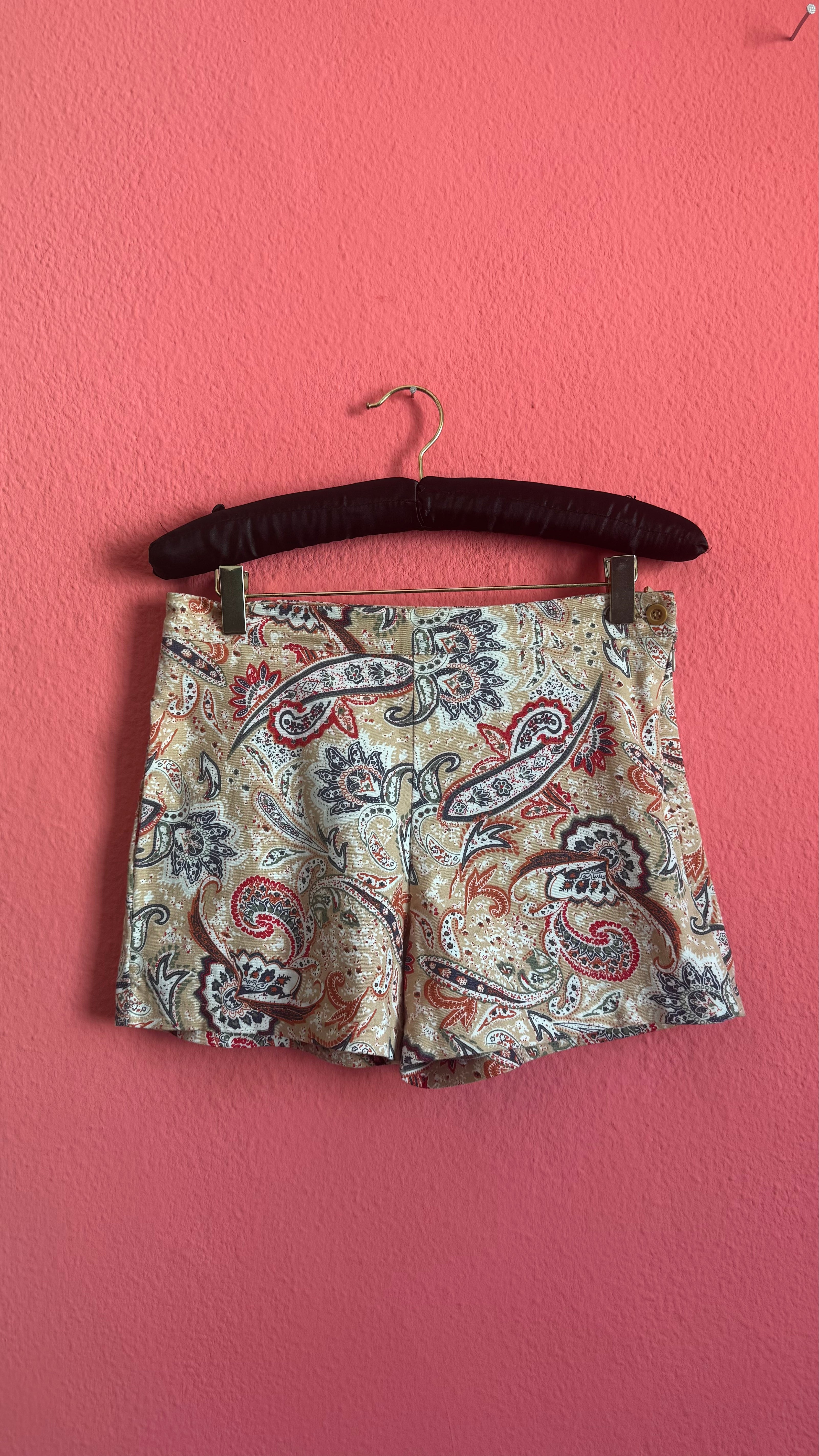 Vintage 1990s Paisley Print High-Waisted Shorts
