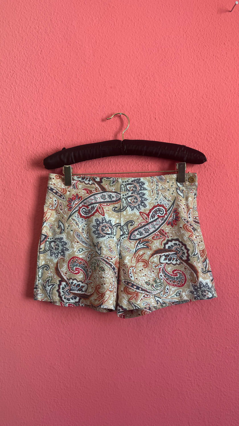 Vintage 1990s Paisley Print High-Waisted Shorts