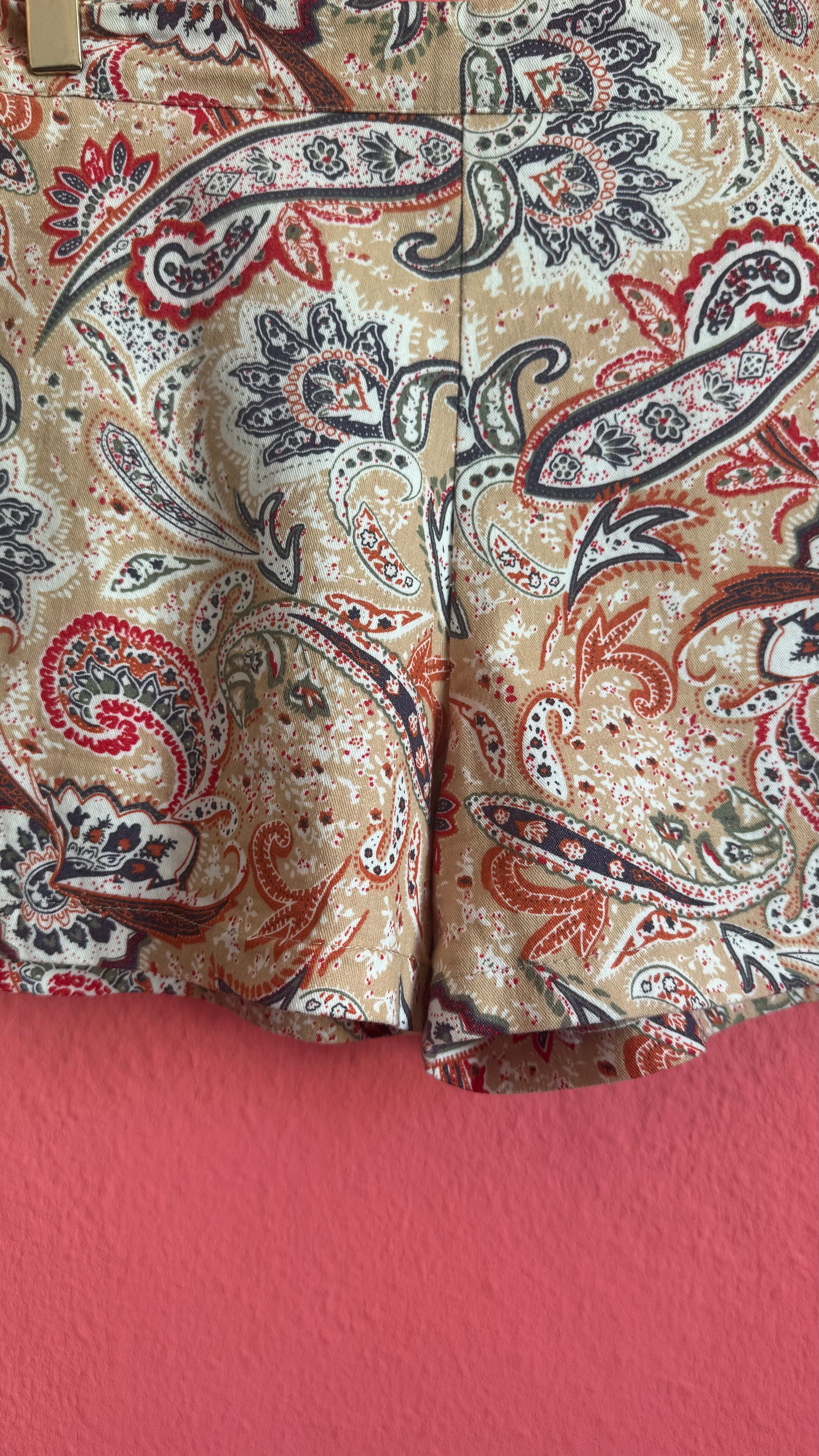 Vintage 1990s Paisley Print High-Waisted Shorts