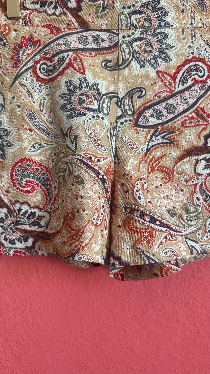 Vintage 1990s Paisley Print High-Waisted Shorts
