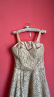 Vintage Estimated 1950s Cream Lace Party Dress With Satin Bow