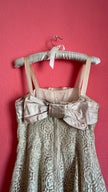 Vintage Estimated 1950s Cream Lace Party Dress With Satin Bow
