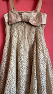 Vintage Estimated 1950s Cream Lace Party Dress With Satin Bow