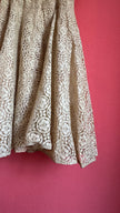 Vintage Estimated 1950s Cream Lace Party Dress With Satin Bow