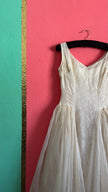 Vintage Emma Domb 1950s Ivory Lace Tulle Party Dress