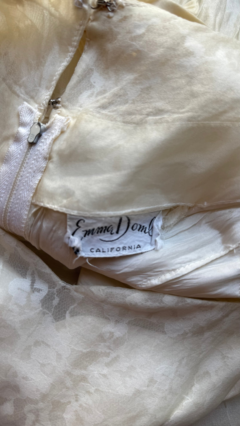 Vintage Emma Domb 1950s Ivory Lace Tulle Party Dress