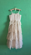 Vintage 1950s White Tiered Lace Party Dress