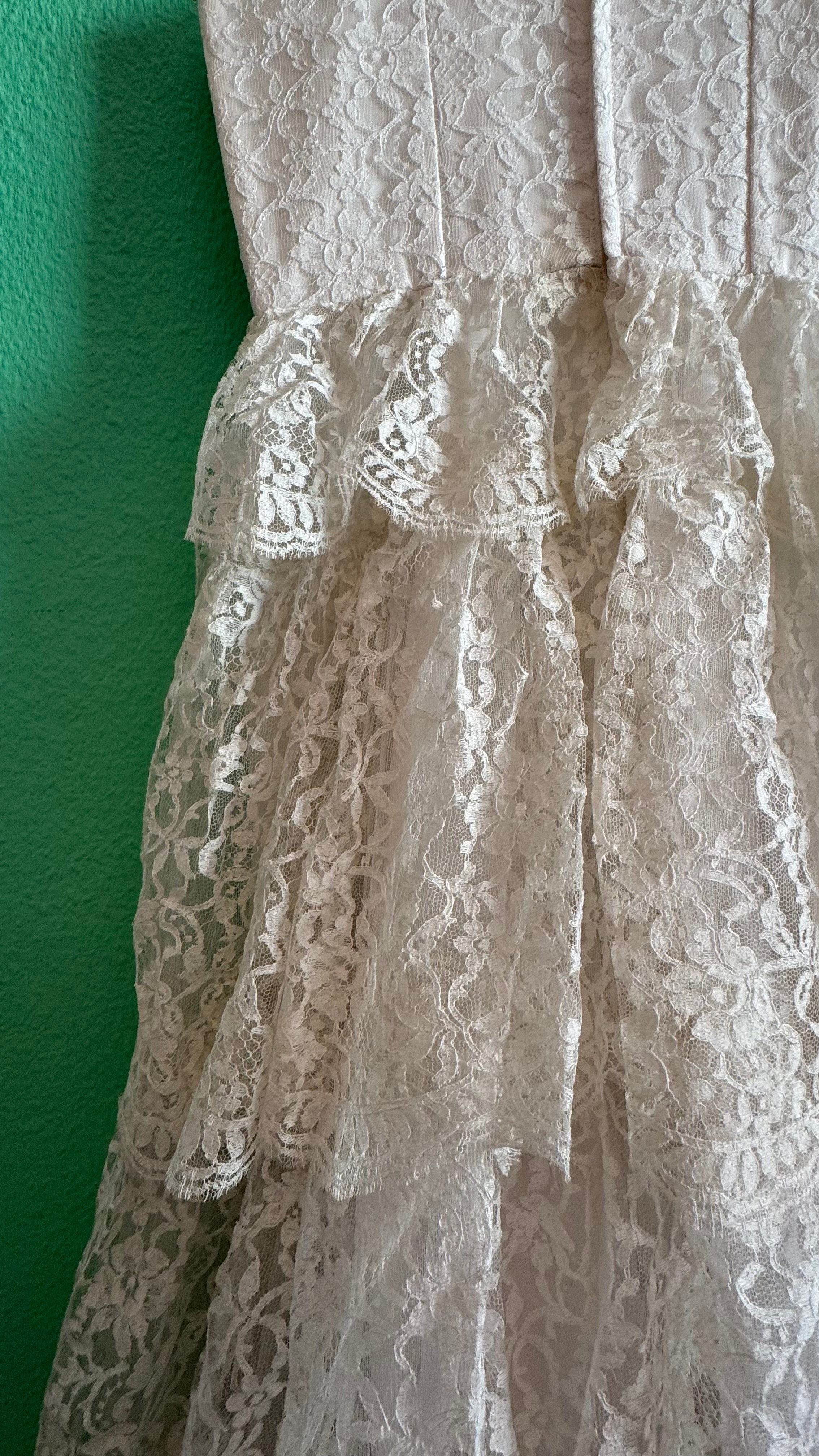 Vintage 1950s White Tiered Lace Party Dress
