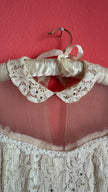 Vintage 1950s Ivory Lace Wiggle Dress With Sheer Collar