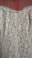 Vintage 1950s Ivory Lace Wiggle Dress With Sheer Collar
