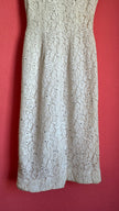 Vintage 1950s Ivory Lace Wiggle Dress With Sheer Collar