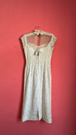 Vintage 1950s Ivory Lace Wiggle Dress With Sheer Collar