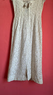 Vintage 1950s Ivory Lace Wiggle Dress With Sheer Collar