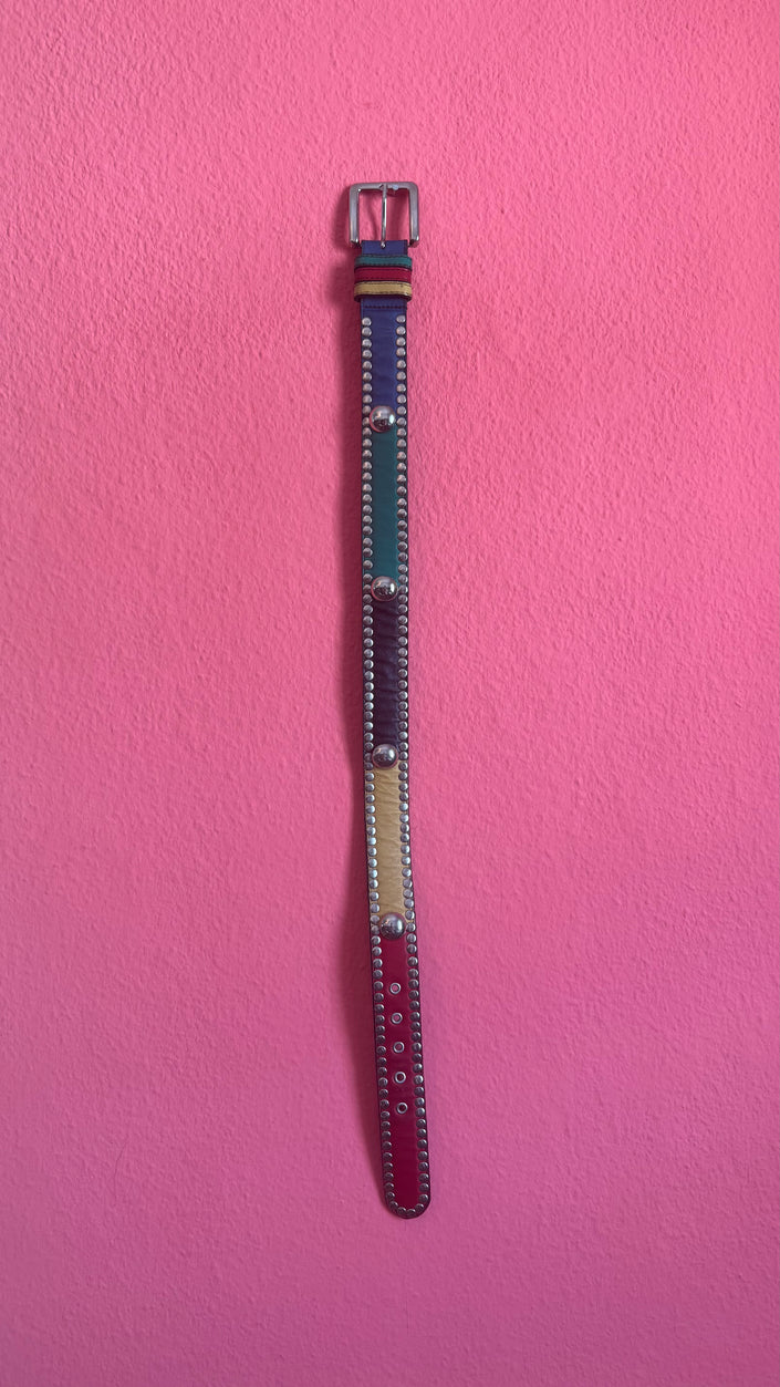 Vintage 1980s Studded Colorblock Belt