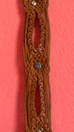 Vintage 1970s Brown Braided Leather Belt With Silver Buckle