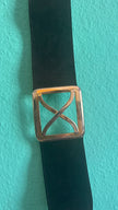 Vintage 1990s Black Leather Belt With Silver-Tone Buckles
