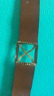 Vintage 1990s Black Leather Belt With Silver-Tone Buckles