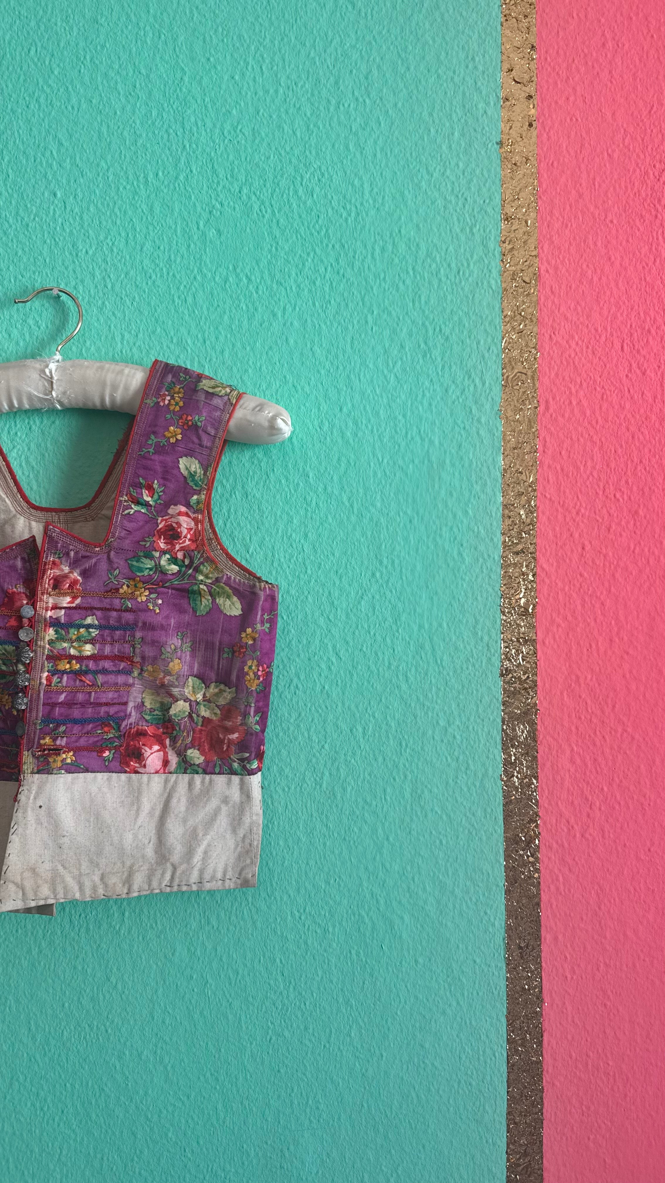 Vintage 1940s Purple Floral Folk Vest