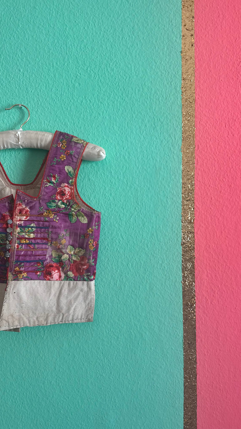 Vintage 1940s Purple Floral Folk Vest