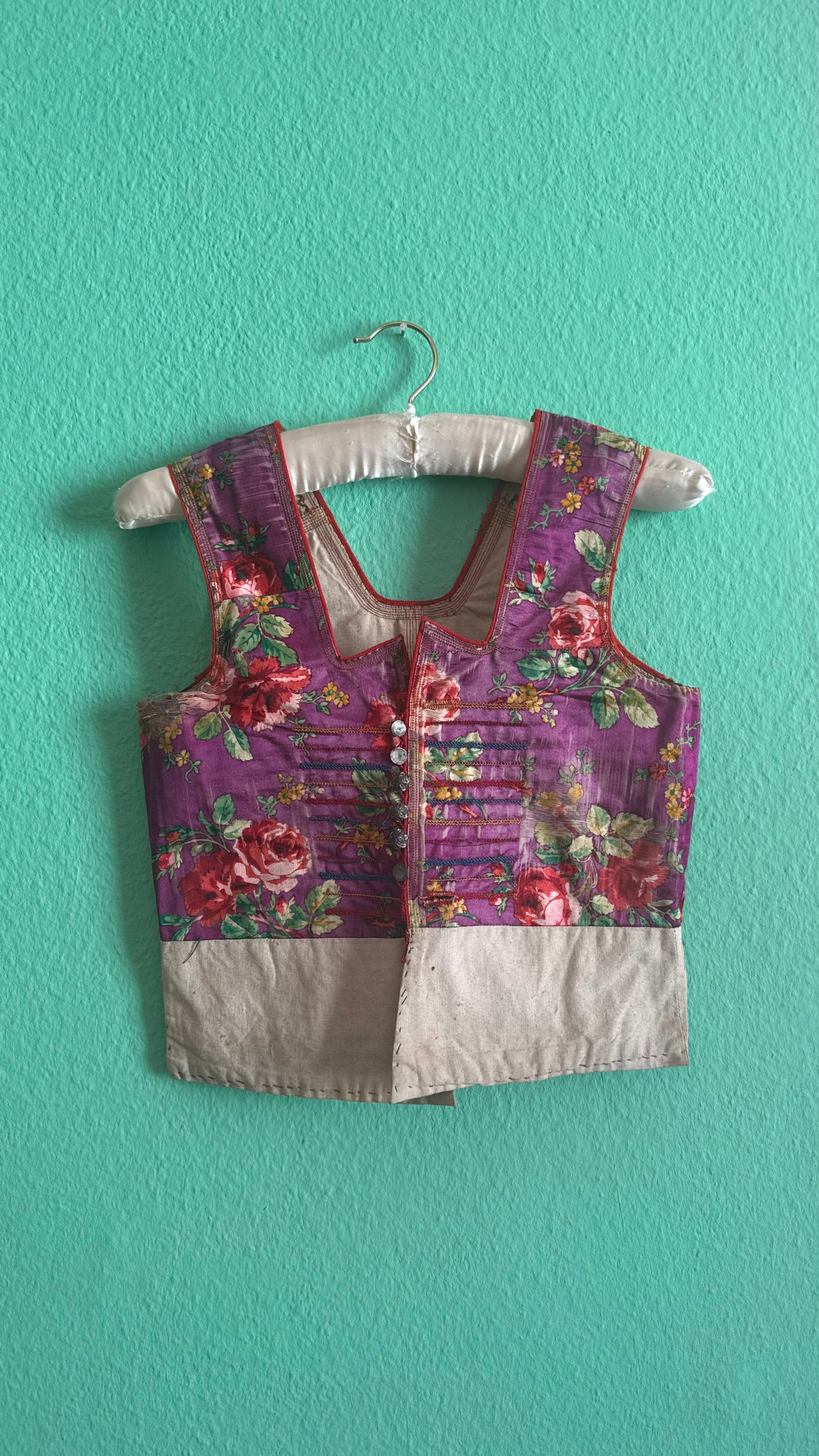 Vintage 1940s Purple Floral Folk Vest