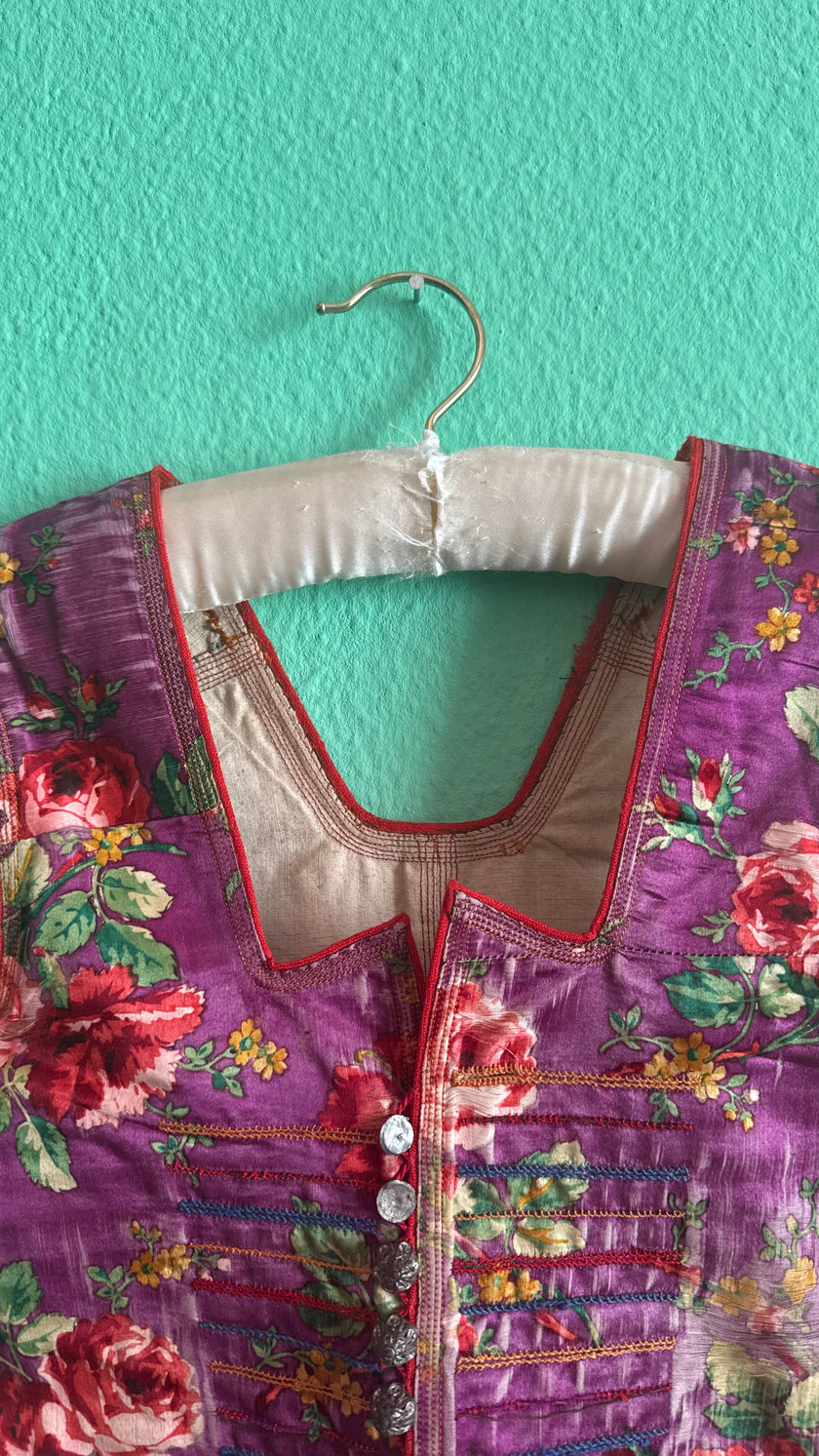Vintage 1940s Purple Floral Folk Vest