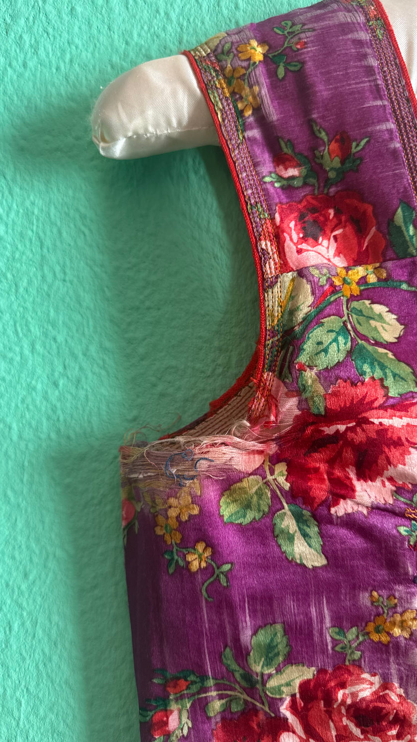 Vintage 1940s Purple Floral Folk Vest