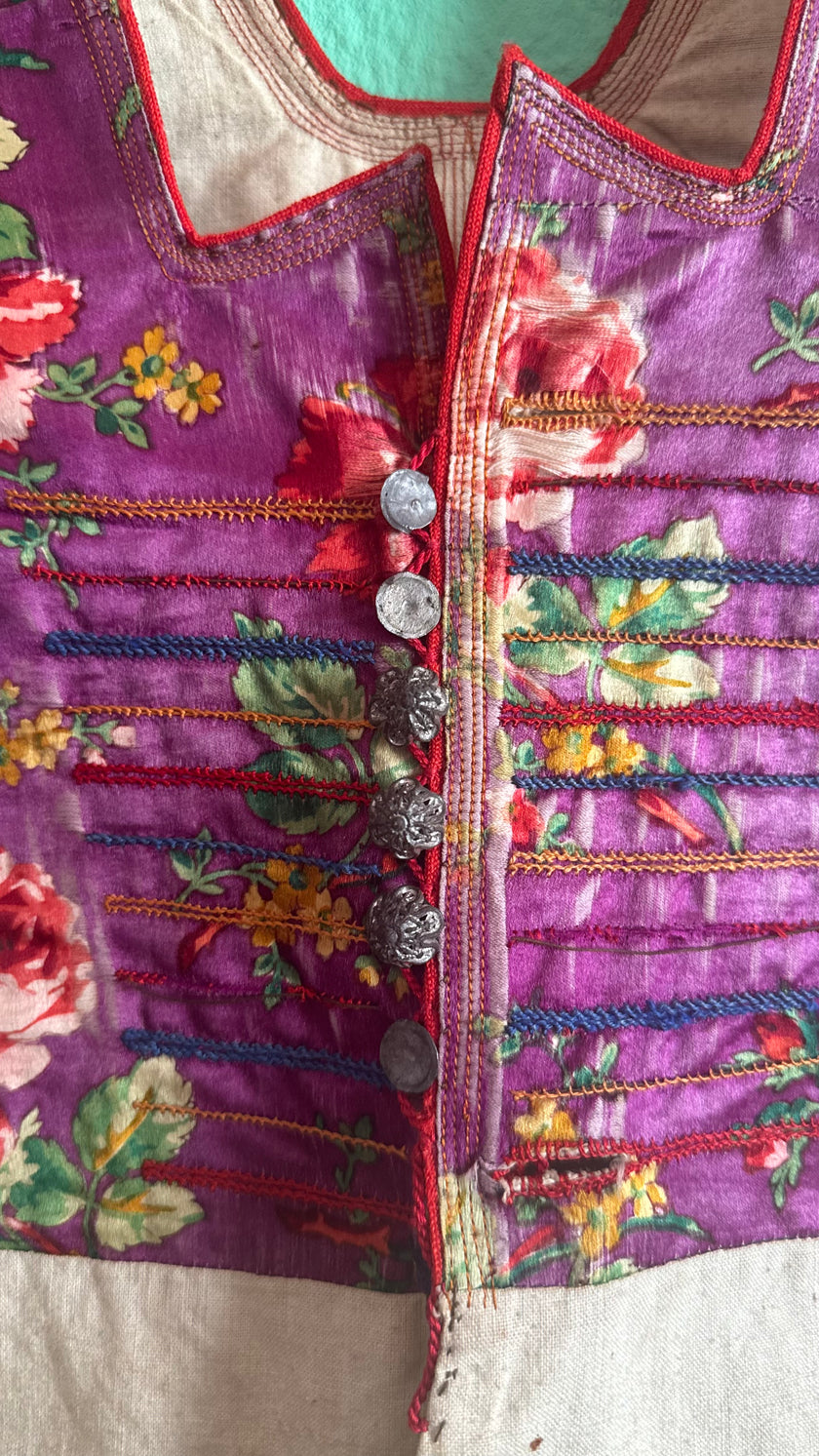 Vintage 1940s Purple Floral Folk Vest