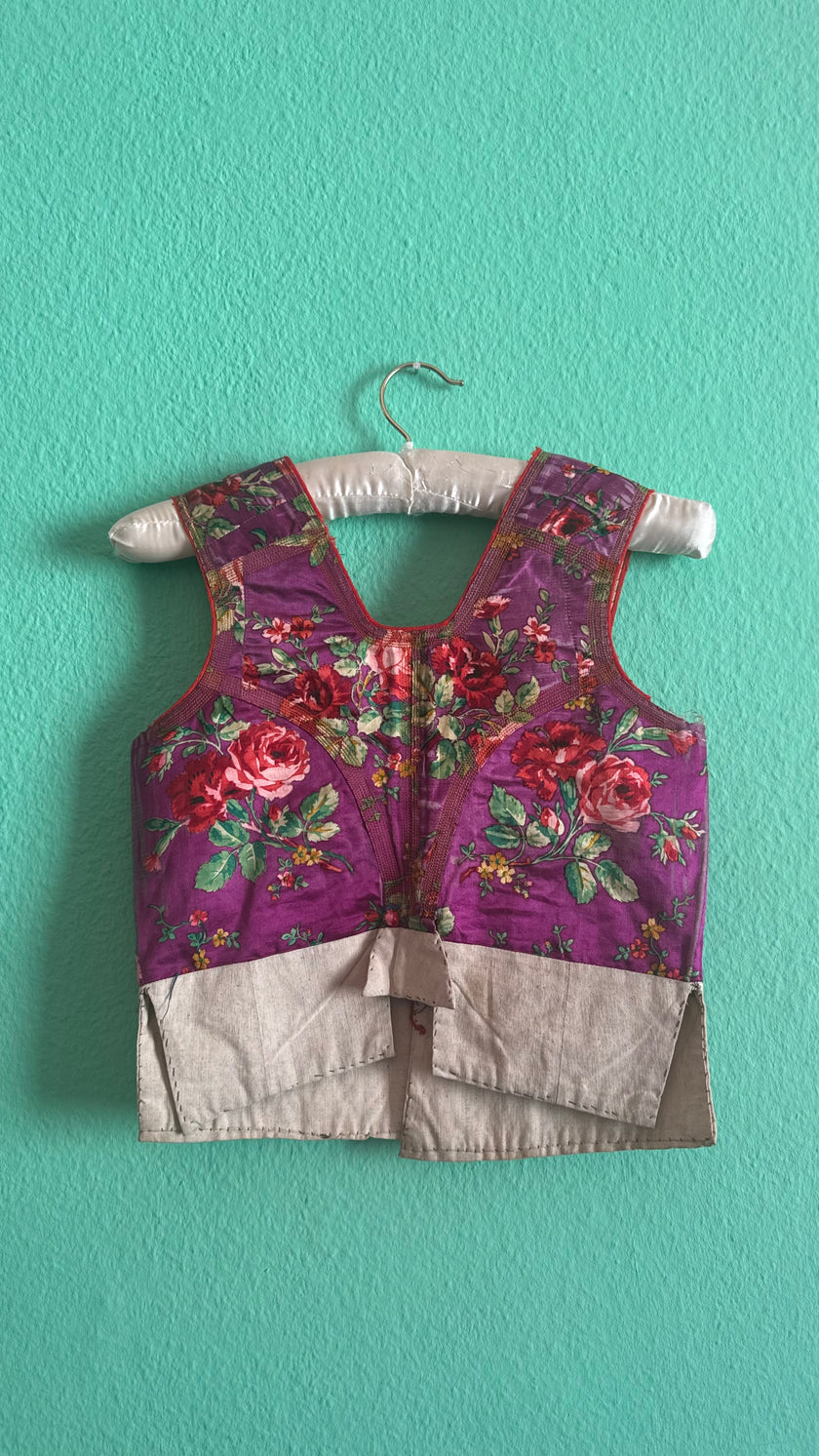 Vintage 1940s Purple Floral Folk Vest