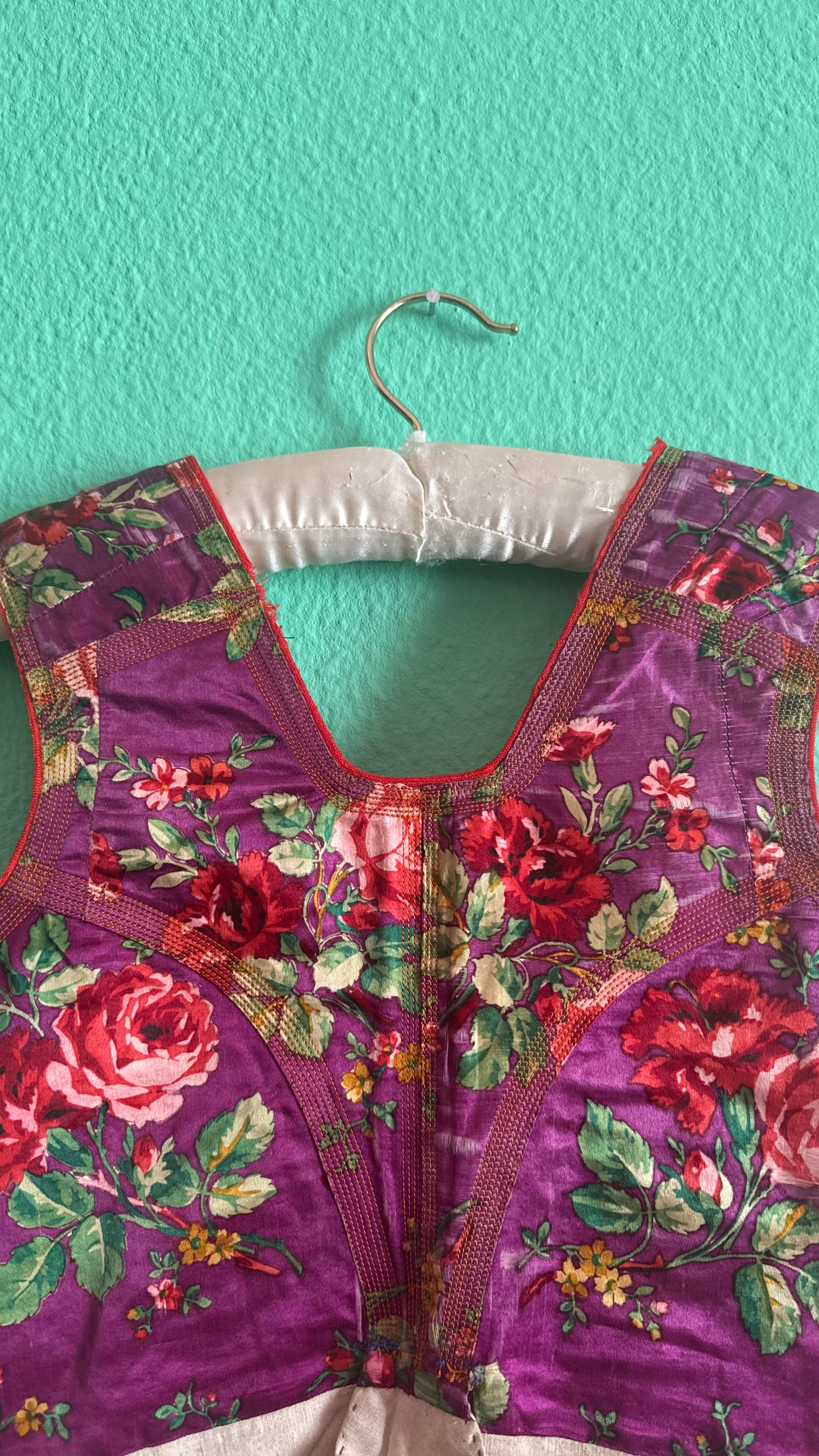 Vintage 1940s Purple Floral Folk Vest