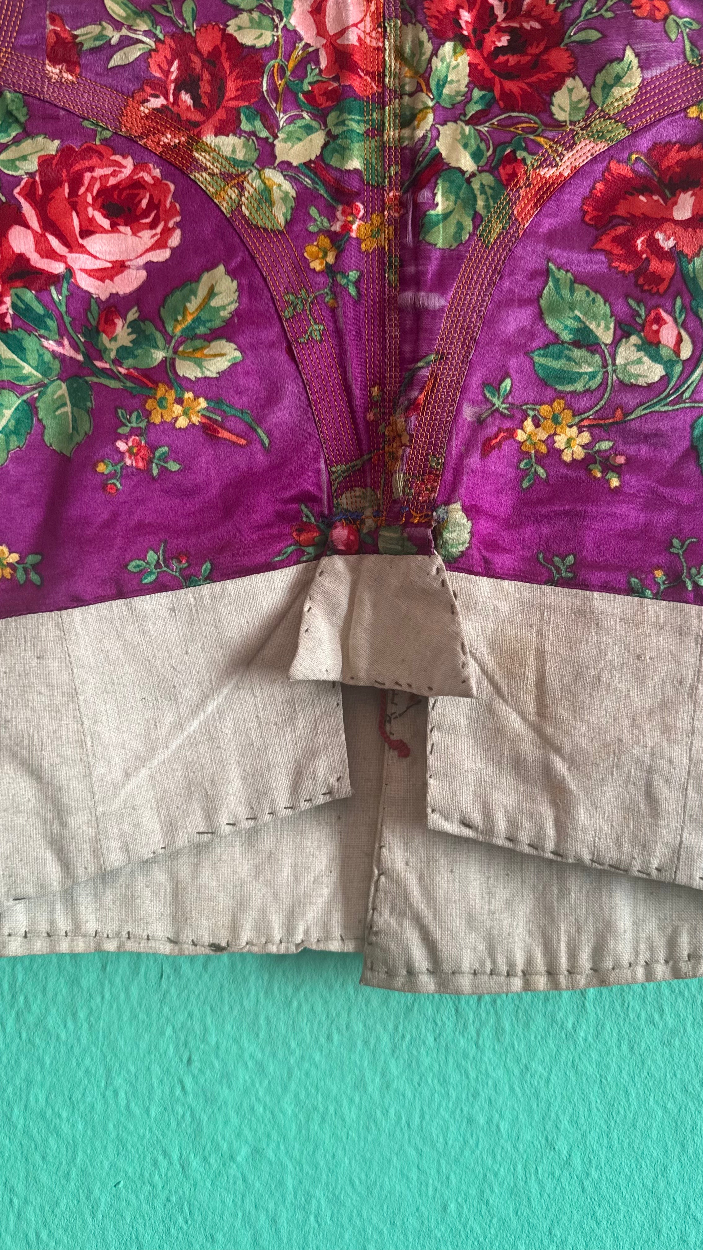 Vintage 1940s Purple Floral Folk Vest