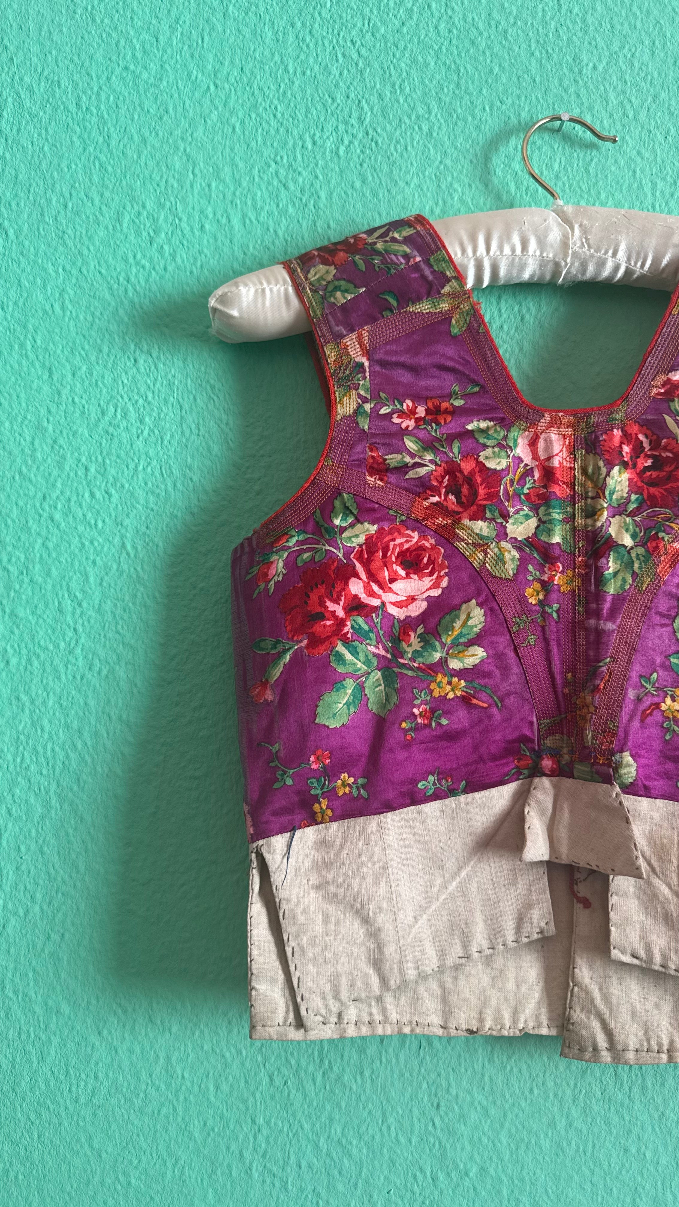 Vintage 1940s Purple Floral Folk Vest