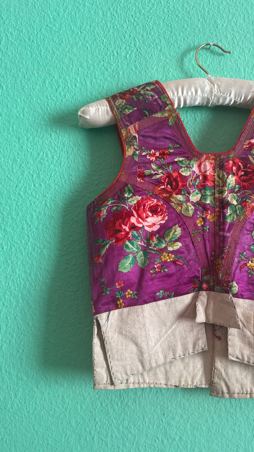 Vintage 1940s Purple Floral Folk Vest