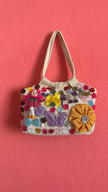 Vintage 1990s Handmade Embellished Canvas Bag