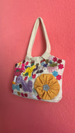Vintage 1990s Handmade Embellished Canvas Bag